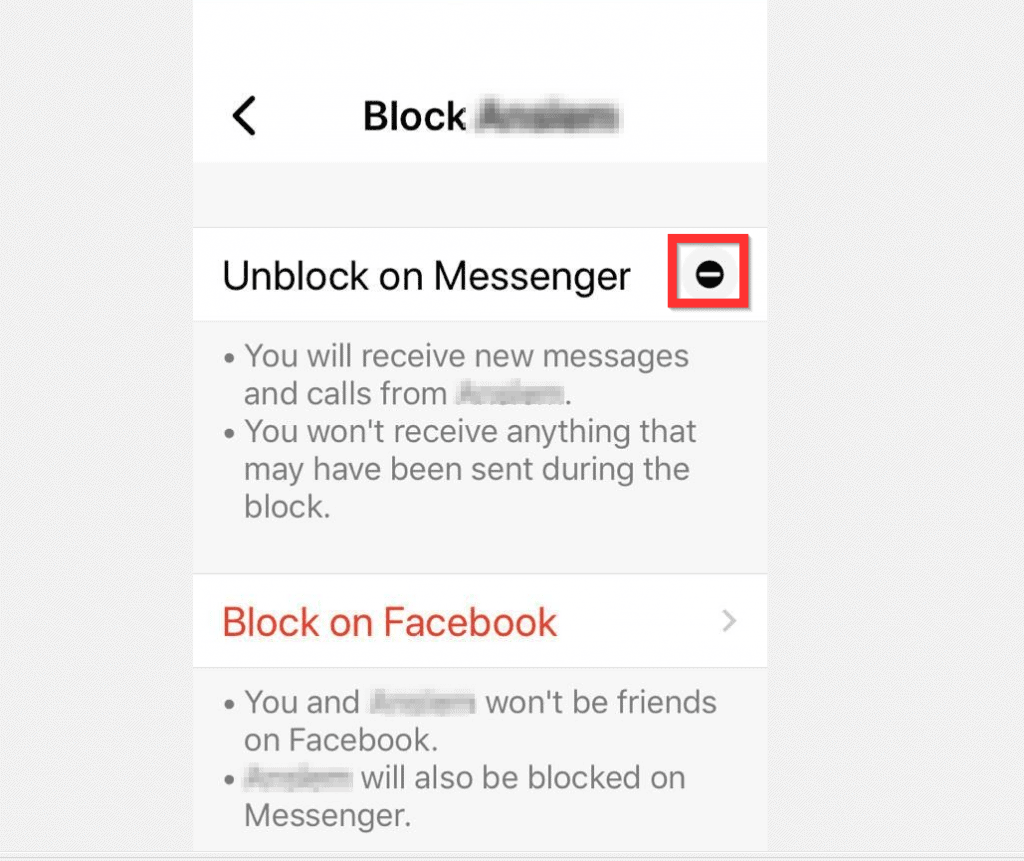 Unblock someone on facebook messenger