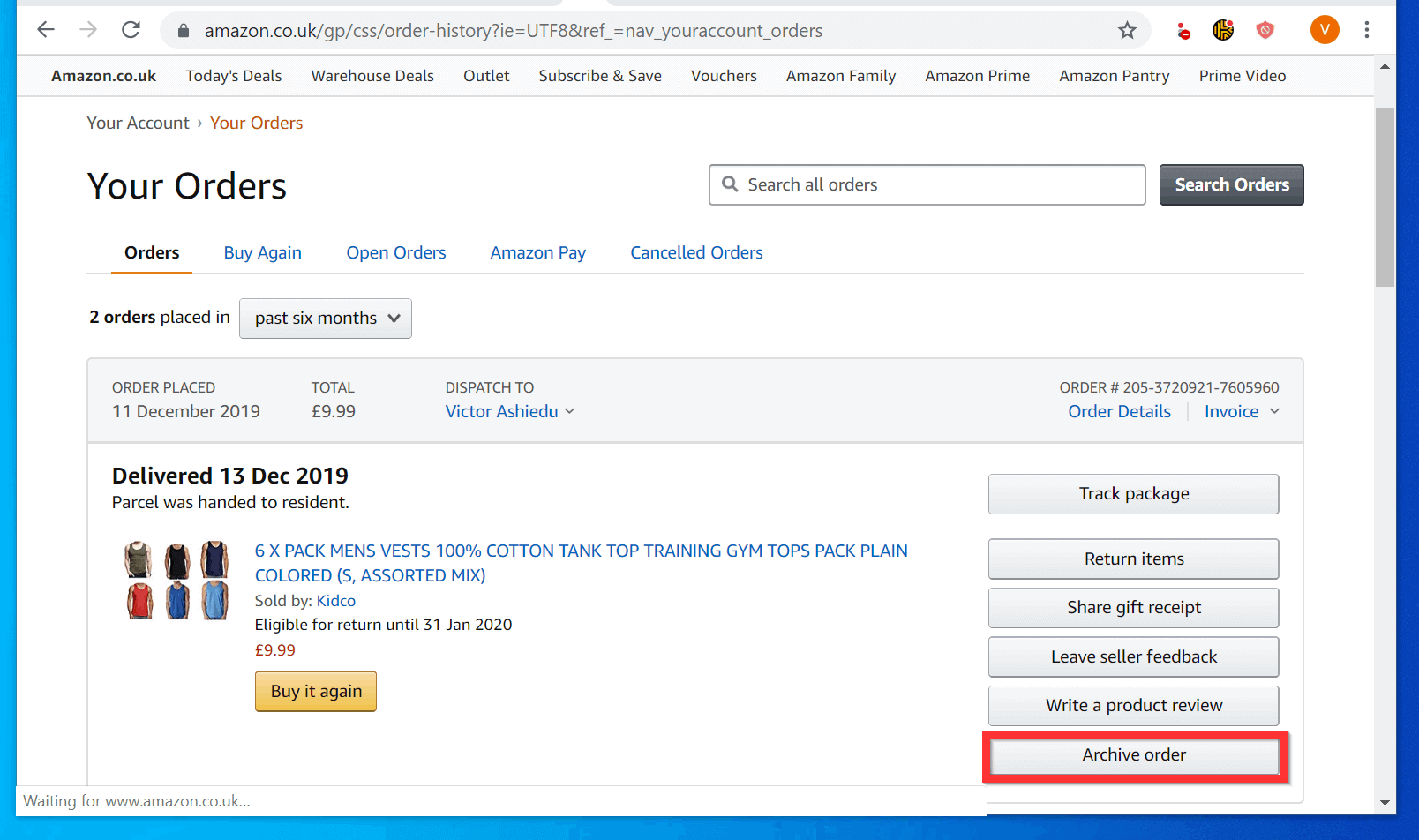 why is my amazon order history missing