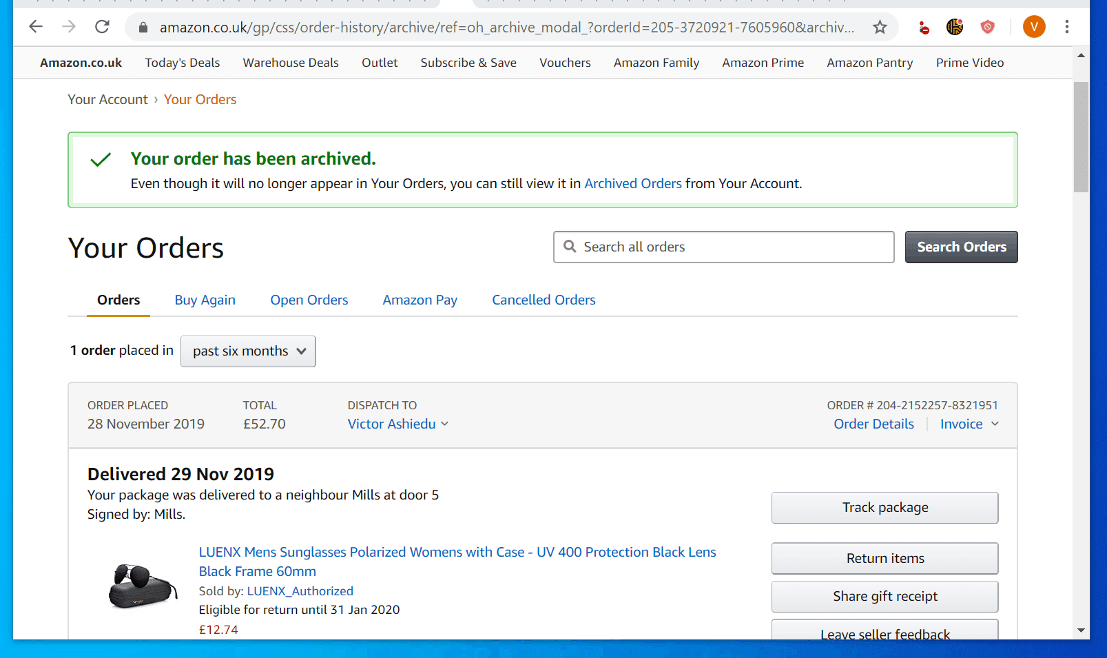 amazon search my order history