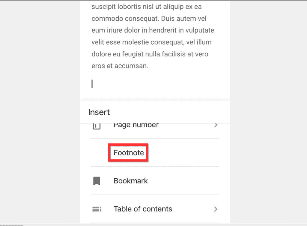 how to add footnotes in google docs