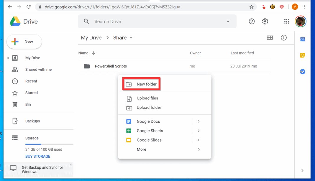 google drive backup and sync folder location