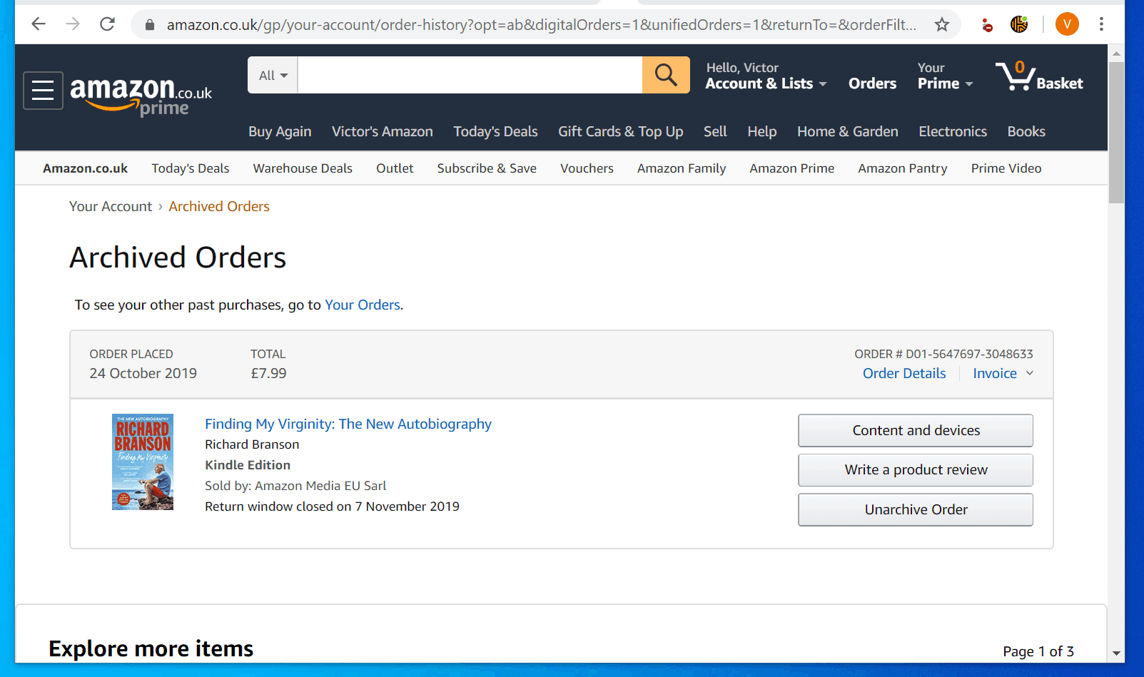 clear archived orders amazon