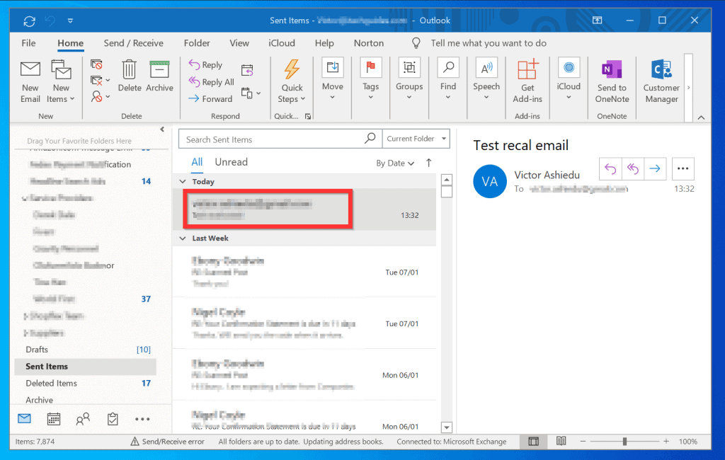 How to Recall an Email in Outlook from Windows 10