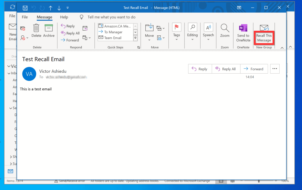 how to recall a message in outlook webmail