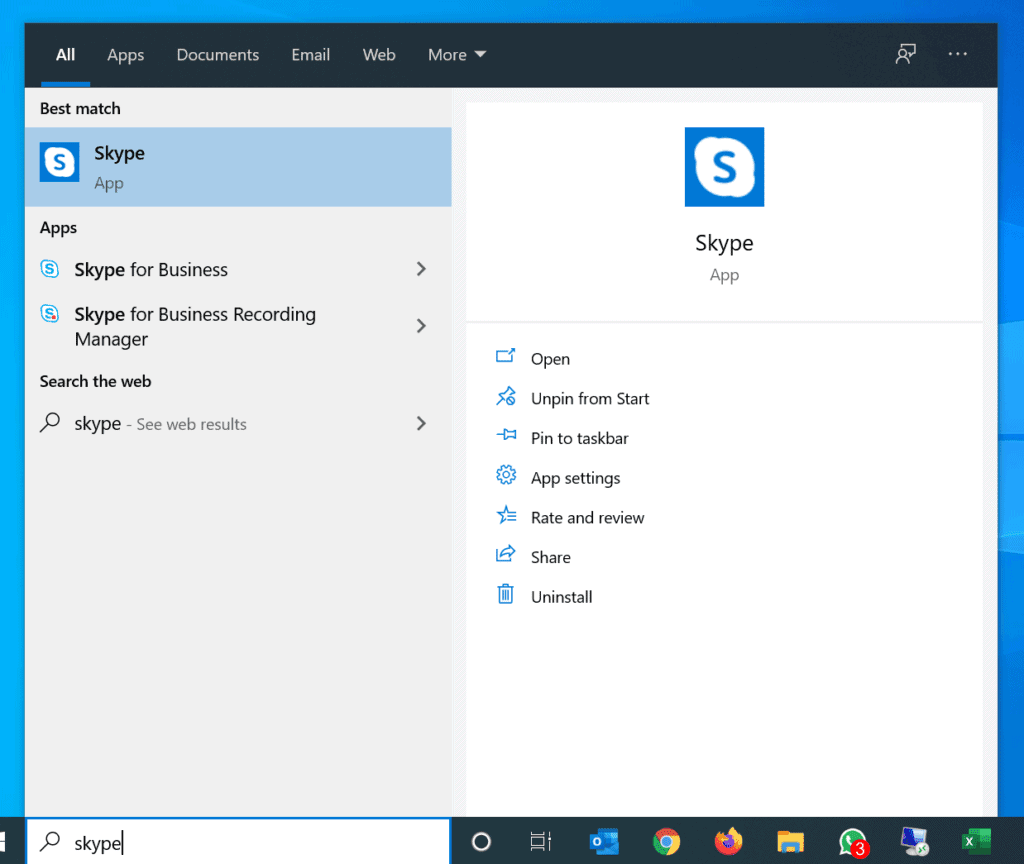 remove skype from taskbar