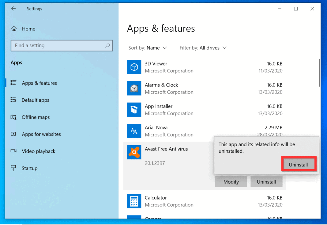 avast windows 10 report file folder