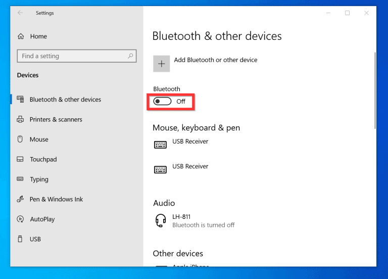 bluetooth turn on option missing windows 10