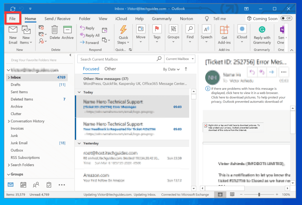 how to log out of outlook app