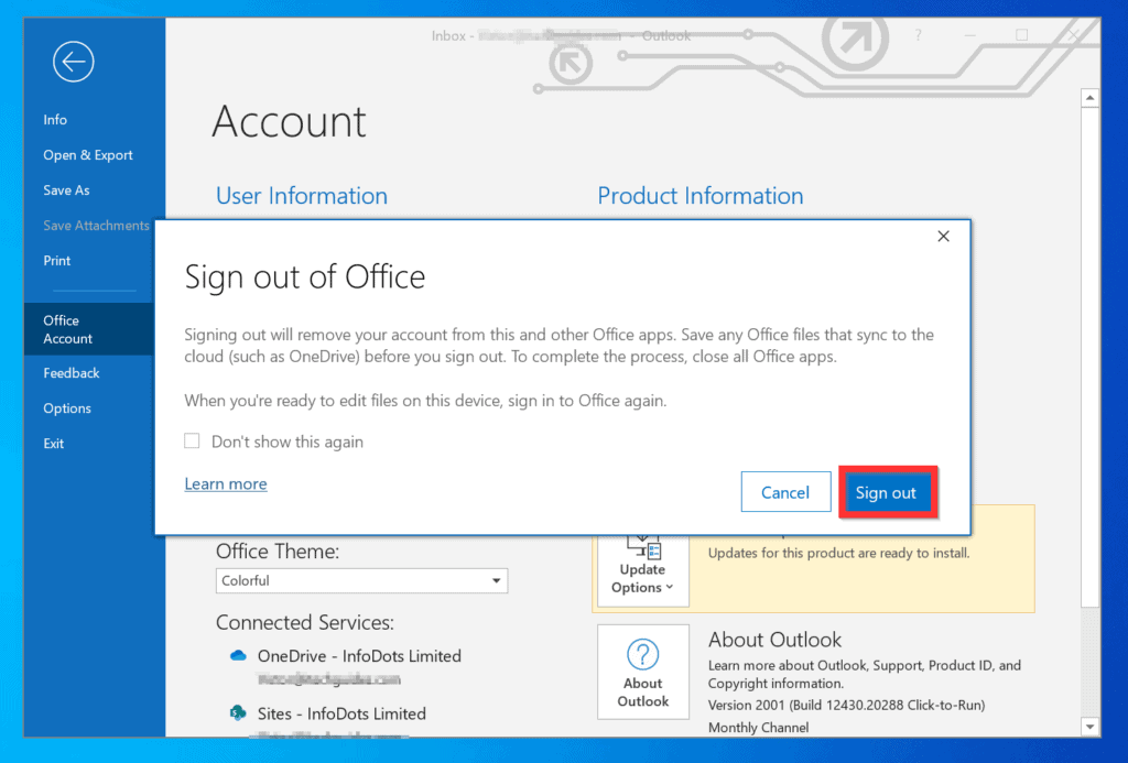 outlook for mac asking to sign in to google