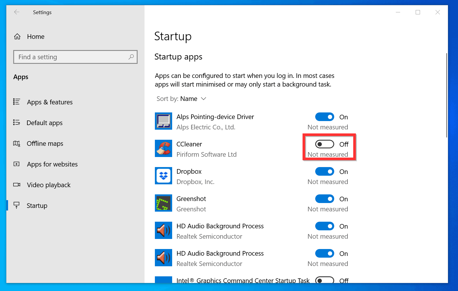 how to stop program from running at startup windows 10