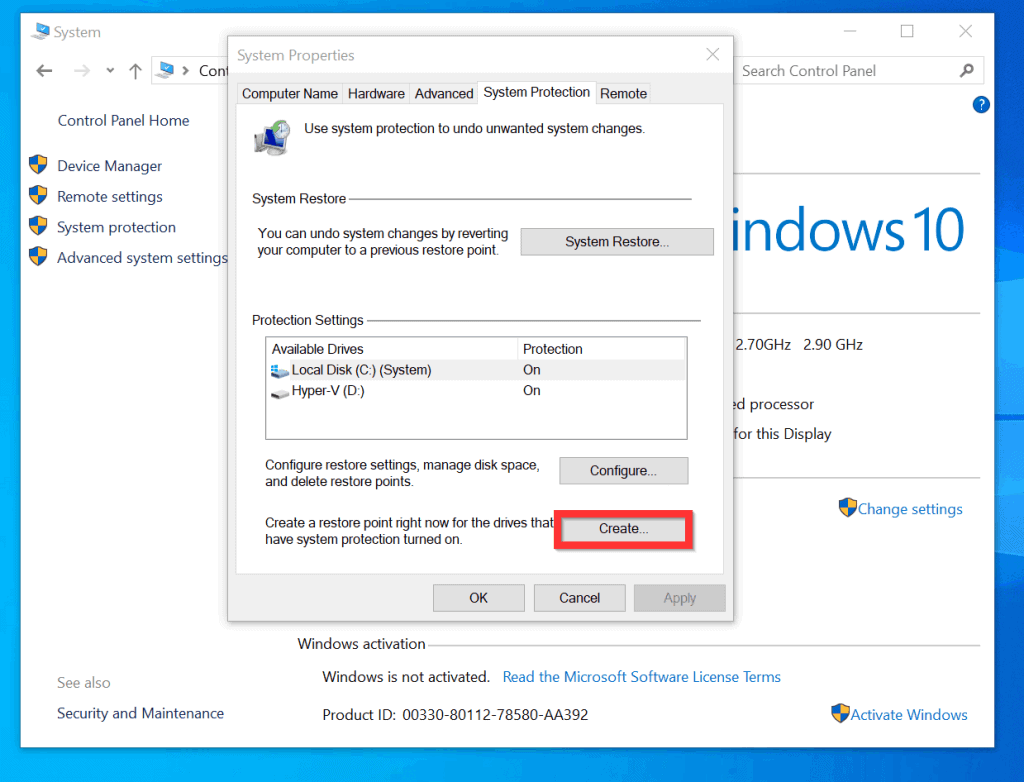 How to Create a Restore Point in Windows 10 (2 Steps) | Itechguides.com