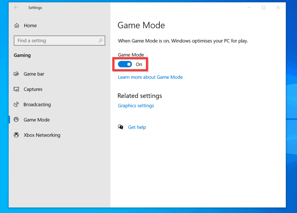 turn on game mode windows 10