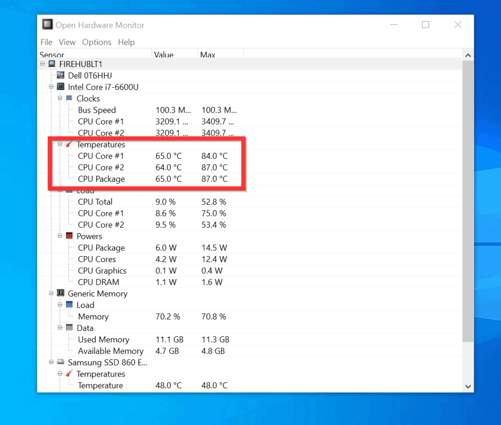 rainmeter cpu temp not working