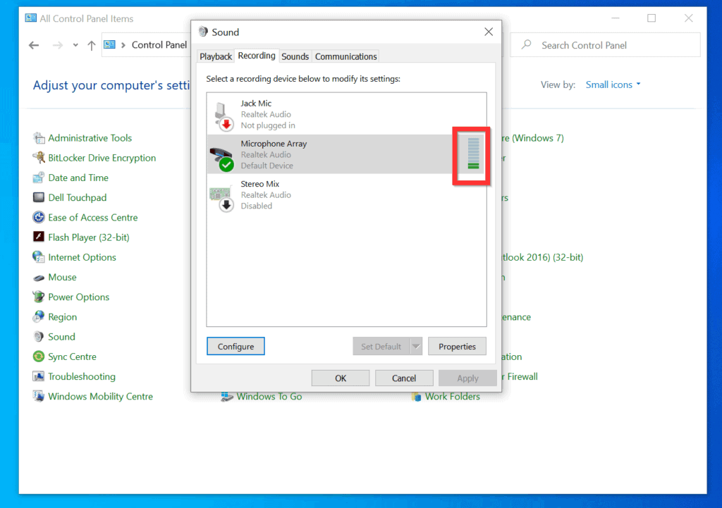 how to test webcam microphone windows 10