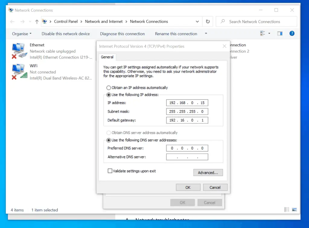 how to change the ip address of a computer windows 10