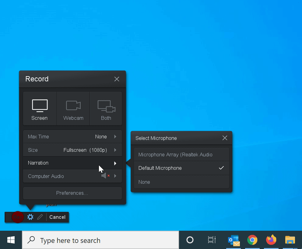 does windows 10 record video screen