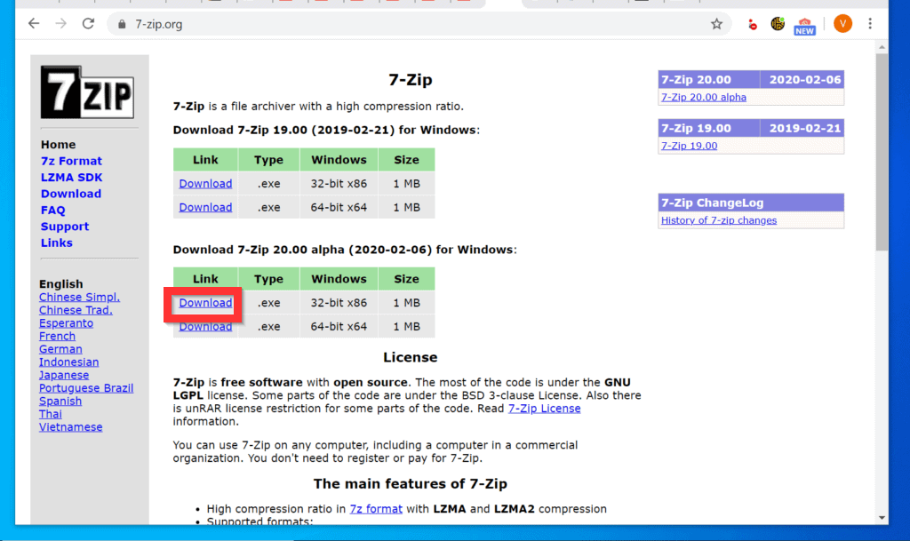 7 zip rar files extract