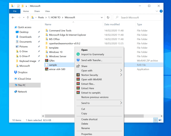 opening a rar file on windows 10
