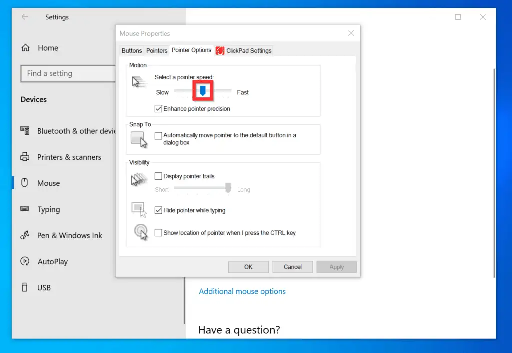 How to Change Mouse Sensitivity on Windows 10 from Windows 10 Settings