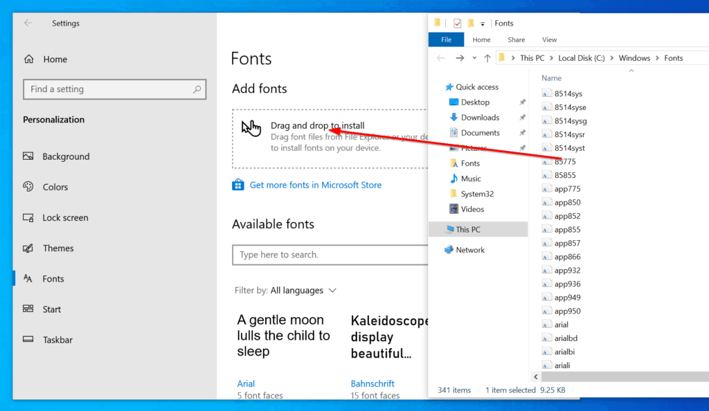 how to add fonts to adobe windows 10