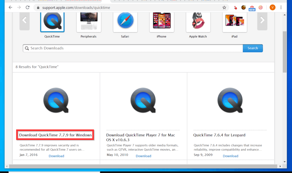 free download quicktime player for windows 10