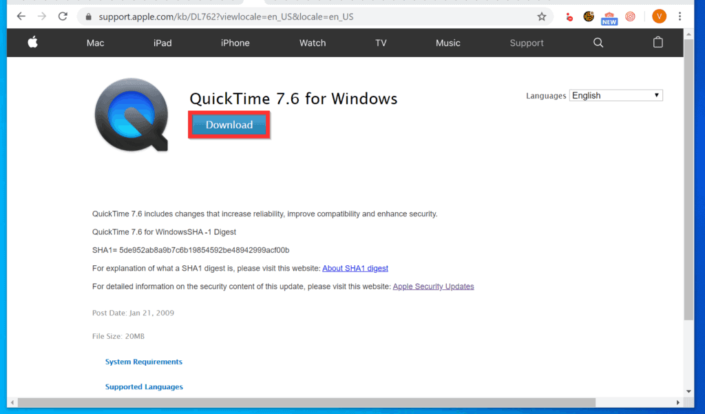 quicktime installer