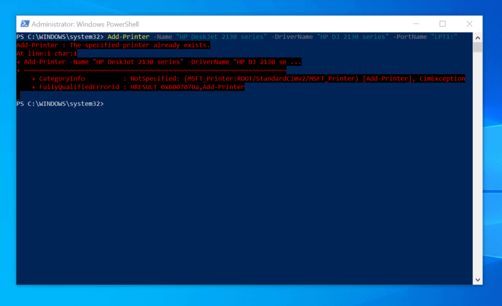 How to Add a Printer on Windows 10 with PowerShell