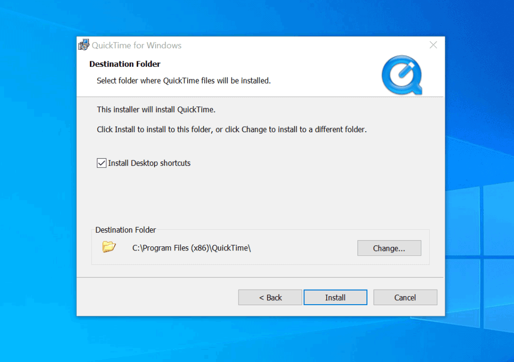 please install apple application support quicktime windows 10