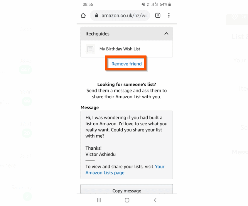 Amazon wish list hide address