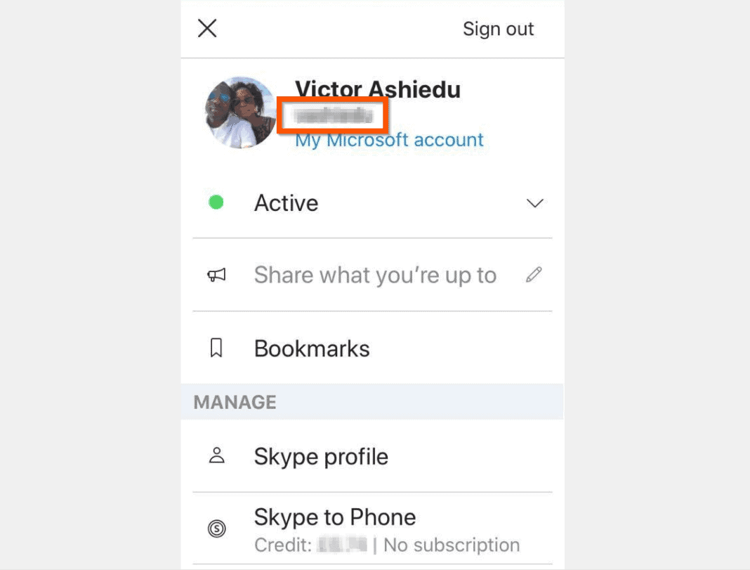 how to find your skype name on iphone