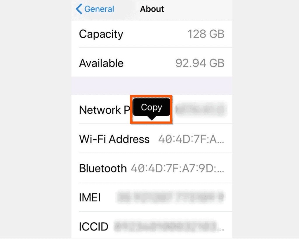 how to find the mac address on iphone