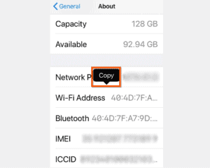 what is mac address on iphone