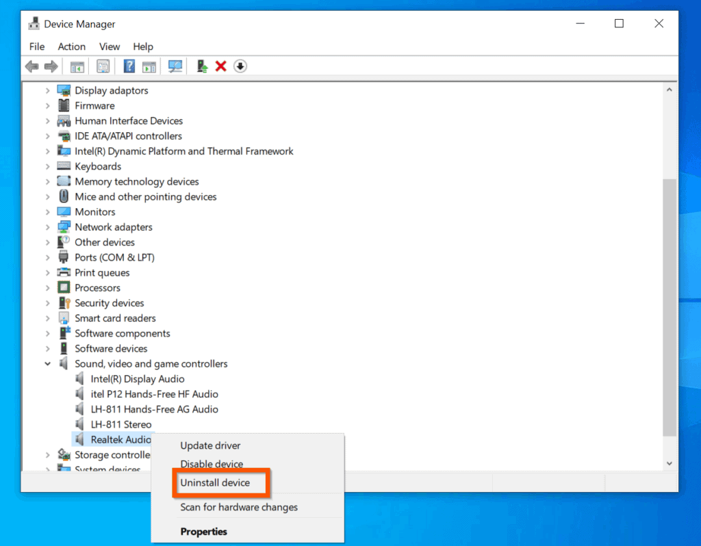 windows 10 remove audio devices