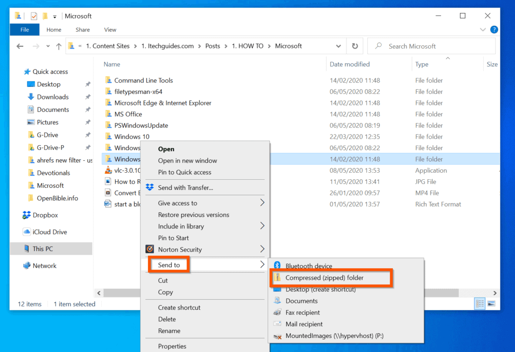 How to Zip a Folder in Windows 10 | 2 Methods | Itechguides.com