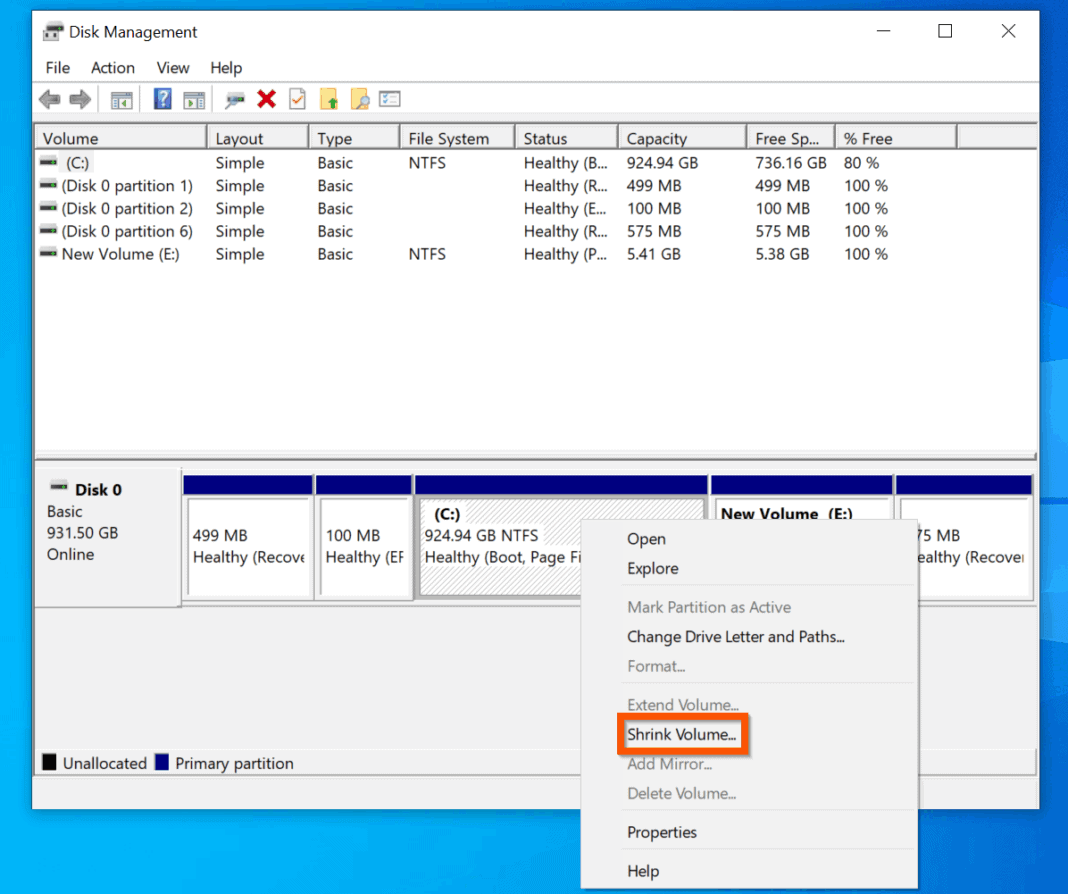 windows 10 disk management