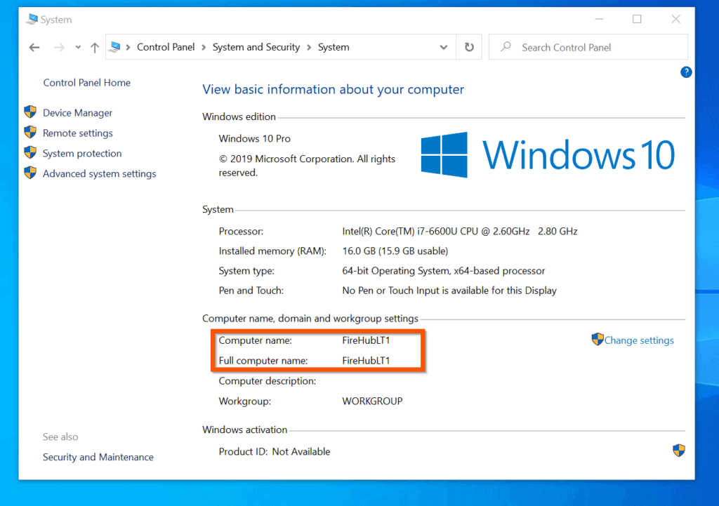 how to check domain name windows 10