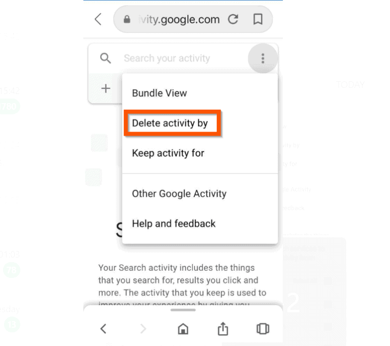 delete search activity