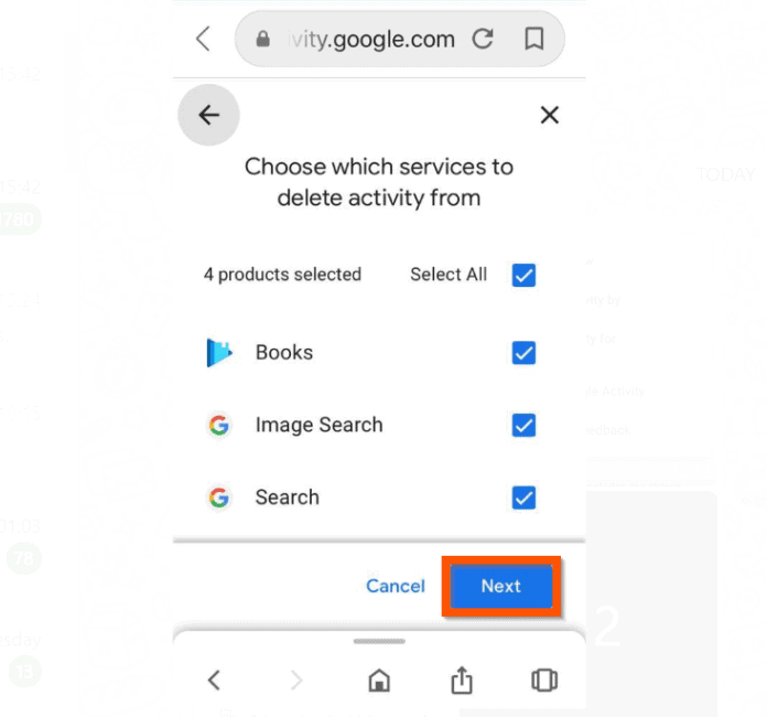 delete search activity