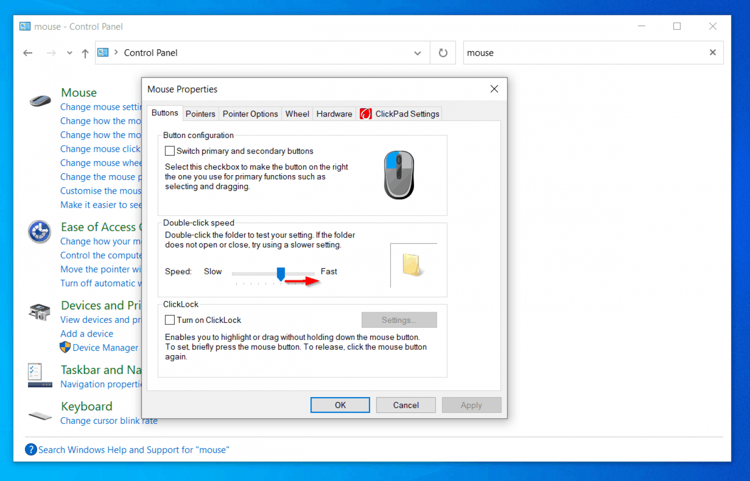 Mouse settings keep resetting windows 10