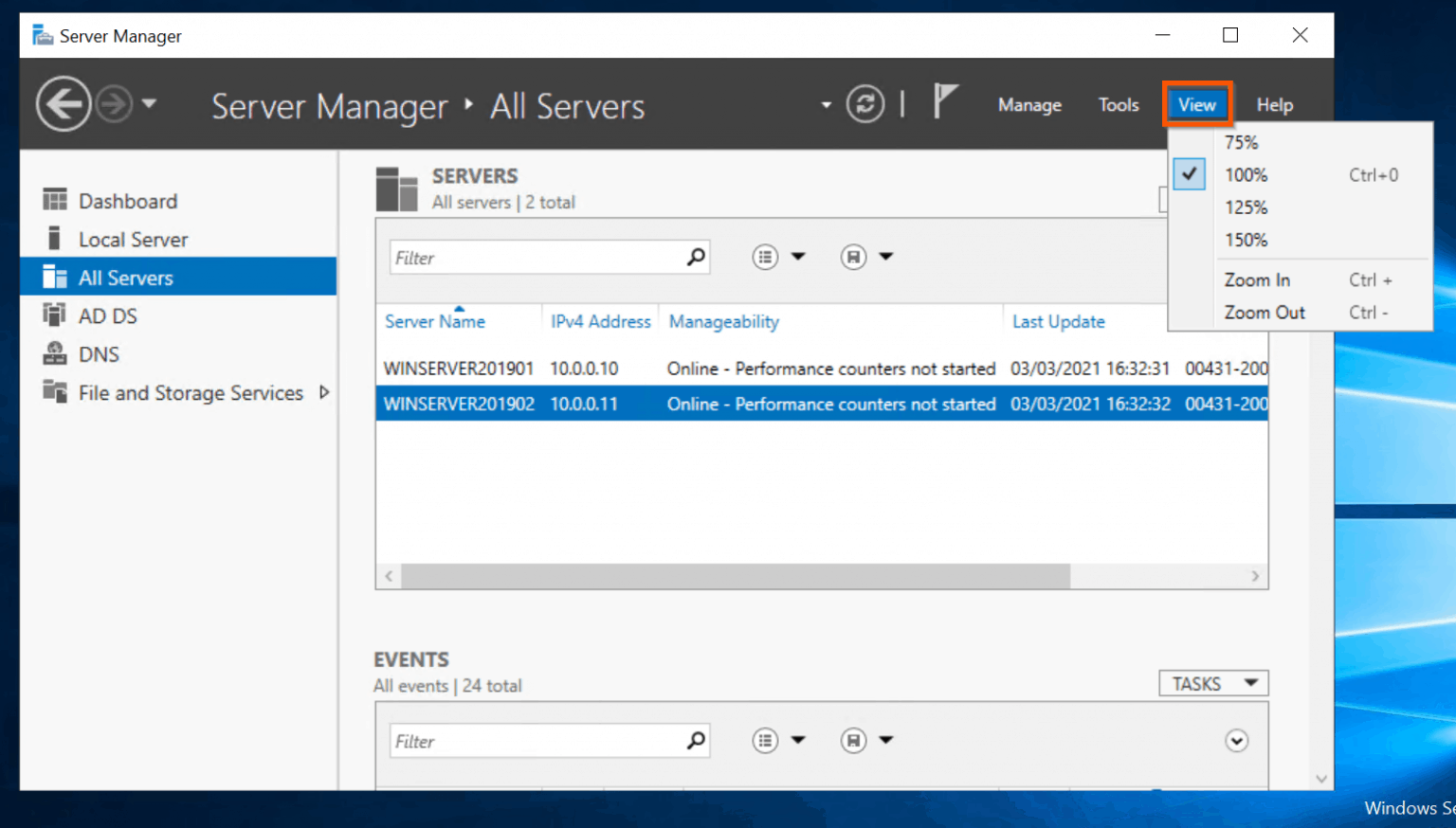 server manager windows 10