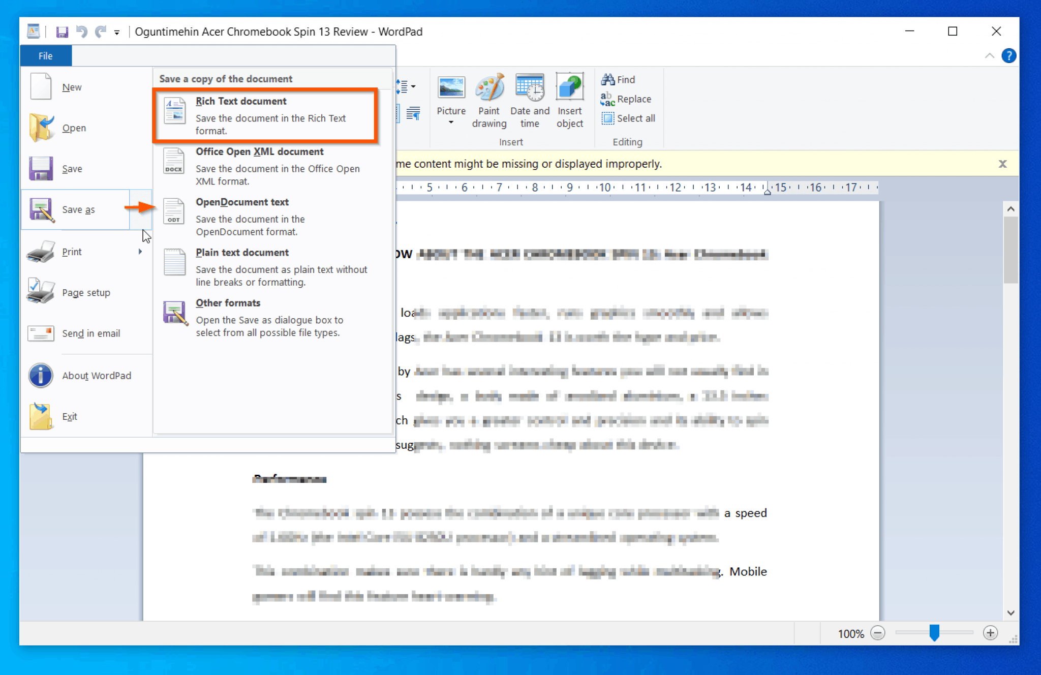 how to use window xp home word pad as document