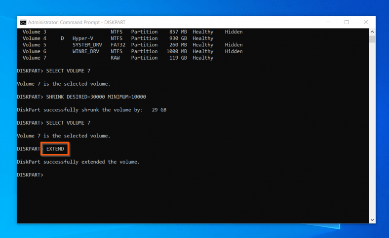 disk manager run command
