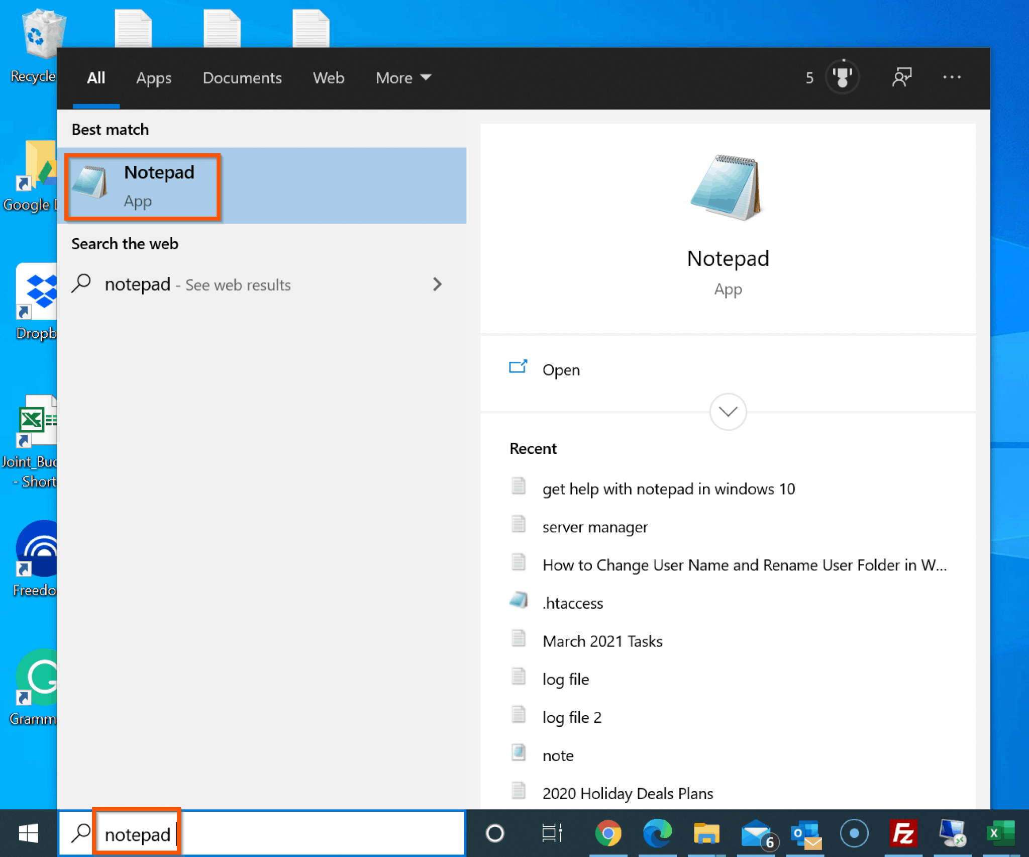 how to find notepad on windows 10