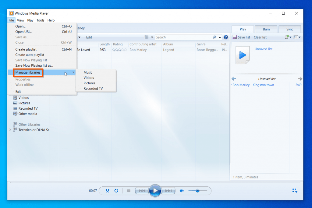 windows media player library corrupted windows 10
