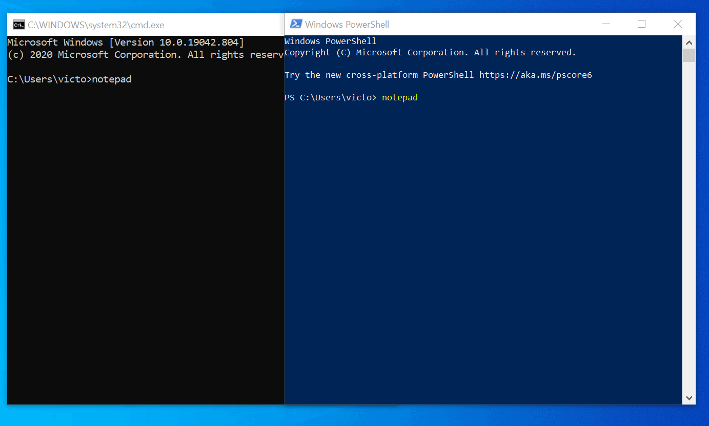 how to open cmd with notepad