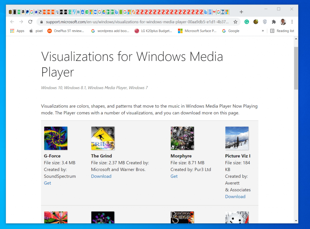 windows 10 media player visualizations
