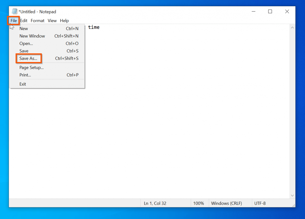 windows 10 desktop notepad