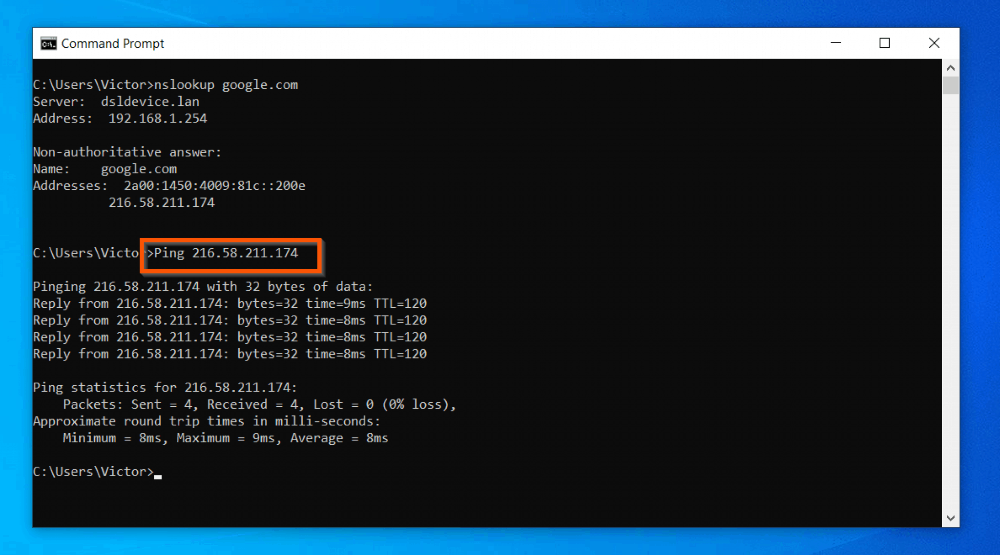 unable to ping loopback address windows 10