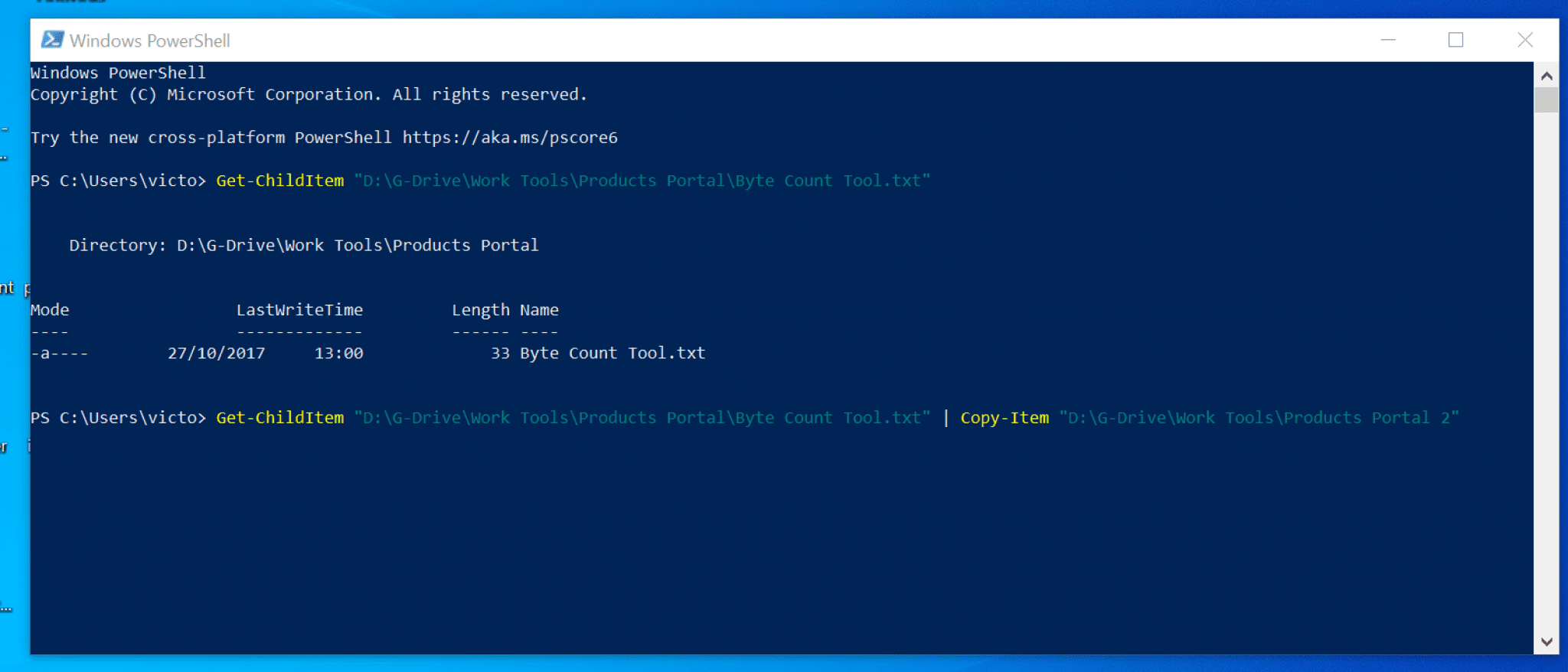 powershell find file size