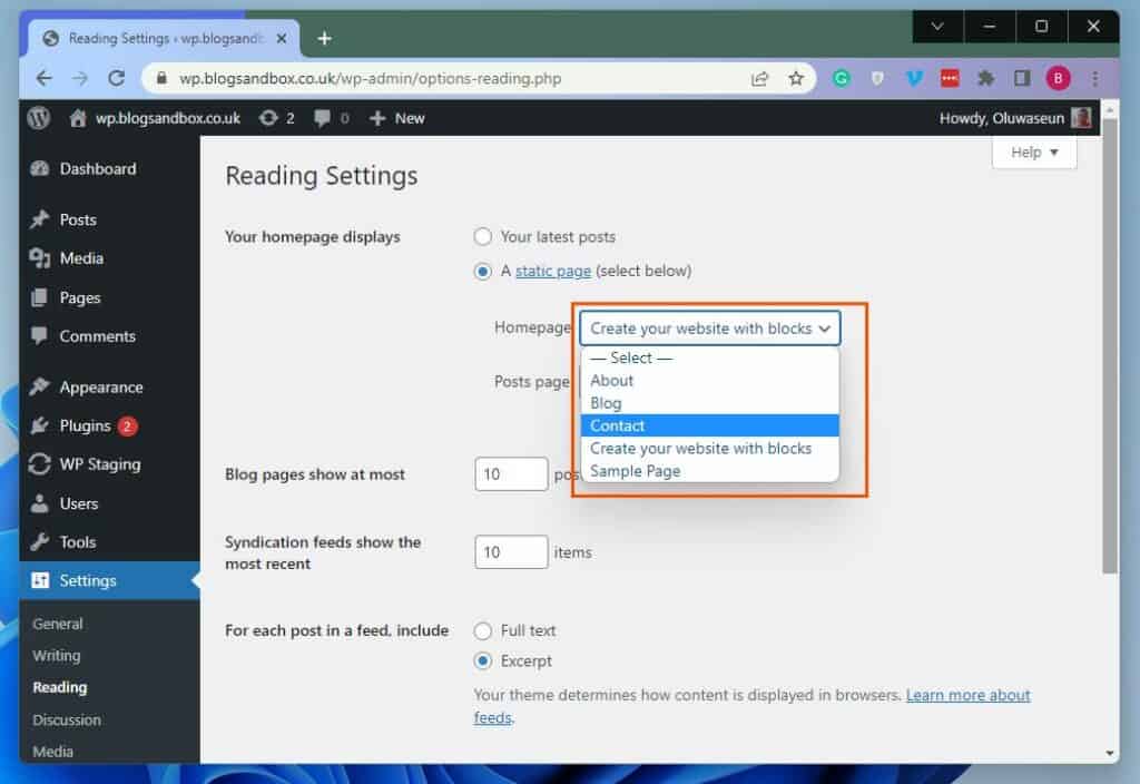 How To Change Home Page On WordPress - 19